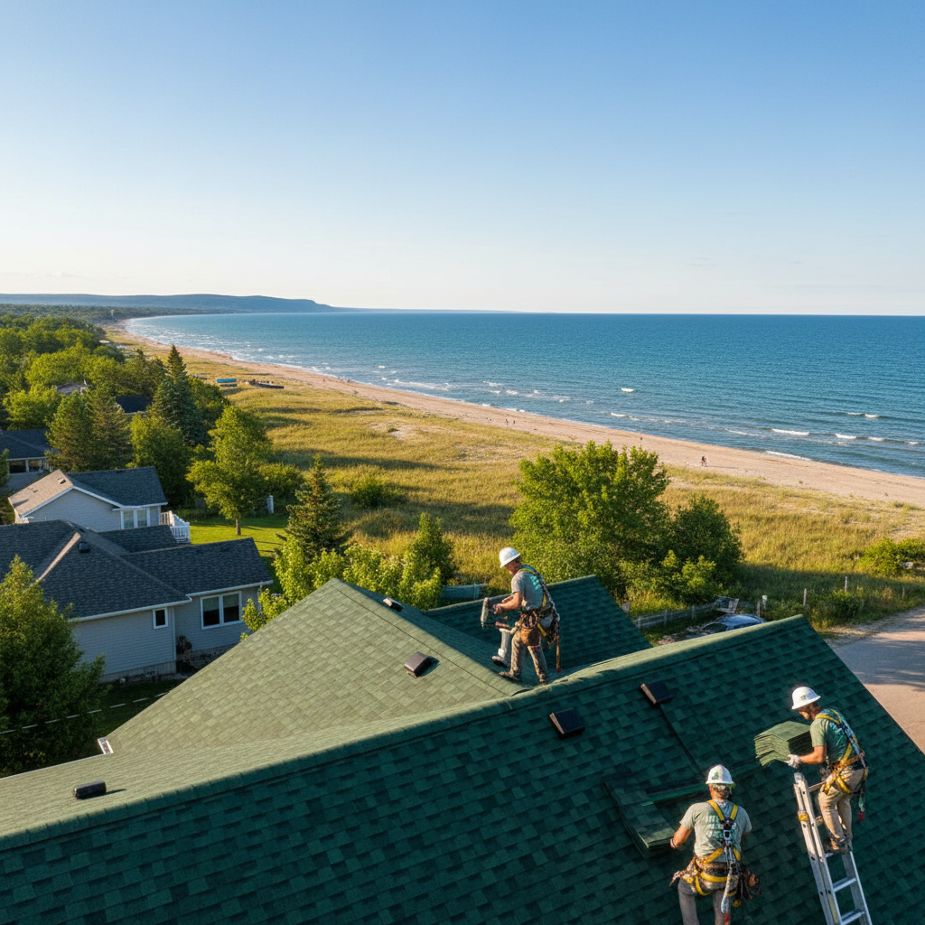 Professional residential roof installation with new shingles - ACE Residential Roofing Services, roofing contractor in Wasaga Beach, ON